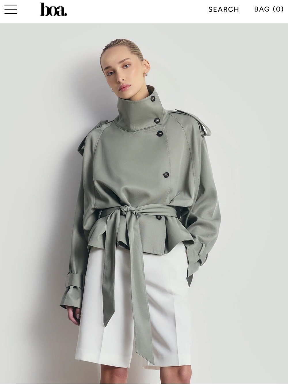 NEW! With tags 
Boa sage cropped trench jacket